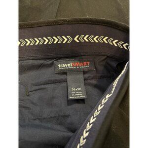 Roundtree & Yorke Travel Smart Pants Men’s 38x32 Black Flat Front Straight Fit